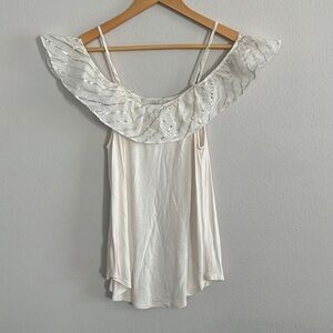 White Cold Shoulder with Ruffle Top